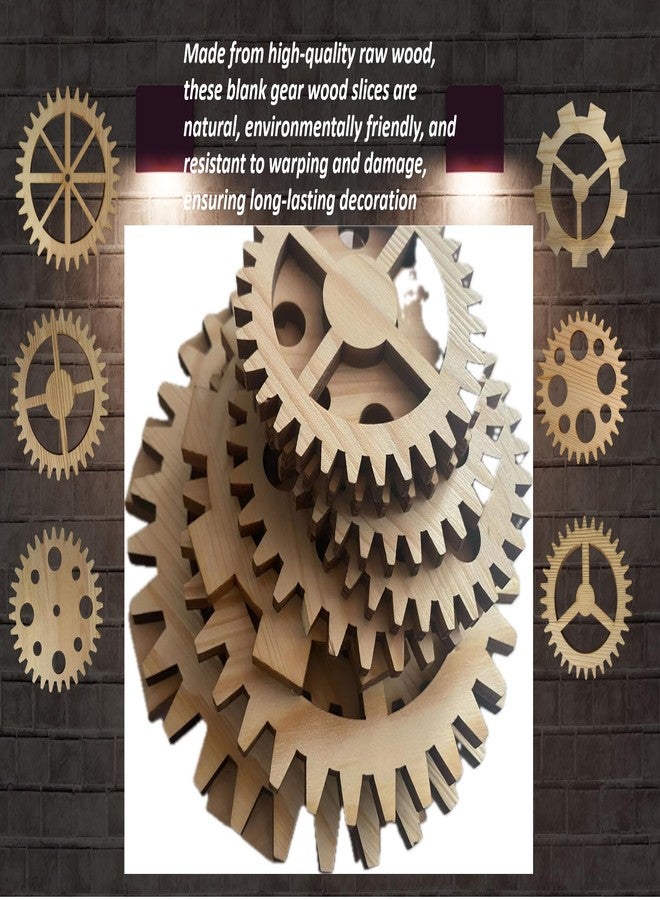 AMQUAL 10Pcs Steampunk Decor Wooden Gear Set, Industrial Vintage Wheels for Wall Hanging, Farmhouse, Bar & DIY Crafts (5.9In-3.1In) - Image 5